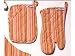 Tululah Designs California Stripe Coral Striped Oven Mitt Set Set of 2