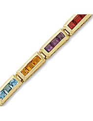 14k Gold Rainbow Color Semi Precious Stone Bracelet (9.6 cts.tw.)