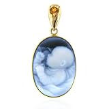 14K Yellow Gold Baby Citrine Birthstone (November) Cameo Pendant