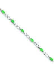 Genuine 14K White Gold White Gold With Diamond And Emerald Gemstone Bracelet 4 Grams Of Gold 100% Satisfaction Guaranteed.