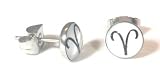 The Stainless Steel Jewellery Shop - 7mm Aries Logo Studs (pair) - Includes a Velvet Jewellery Gift Pouch