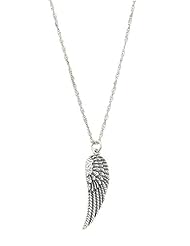 Sterling Silver One Sided Right Angel Wing Charm with Thin Singapore Necklace