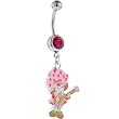 Strawberry Shortcake Guitar Ruby Red Gem Dangle Belly Ring