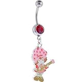 Strawberry Shortcake GUITAR Ruby Red GEM Dangle Belly Ring