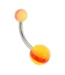 Yellow Orange Multi Color Glitter/Glow Belly Rings - 14 Gauge - 5mm and 8mm Balls - Sold Individually