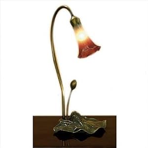 One Light Pink / White Pond Lily Accent Lamp in Mahogany Bronze