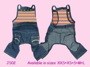 Puppy Luck JS02-S Overalls w / Stripes Size S