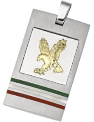 Joyas Alternativas™ Stainless Steel Eagle Dog Tag Pendant with Multi Color Enamel