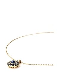 3.20 Carat Genuine Blue Sapphire 14K Gold Plated Sterling Silver Pendant
