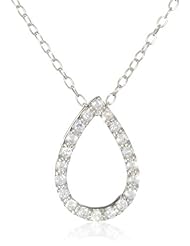 Sterling Silver Cubic-Zirconia Small Open Teardrop Pendant Necklace, 18"