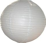 12 Inch Snow White Even Ribbed Paper Lantern