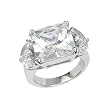 Sterling Silver Rhodium Ring with Clear CZ - Size: 6-9