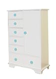 Berg Oslo Chiffarobe with 7 Drawers and 1 Large Door White/Aqua
