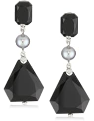 Ivanka Trump "Soho Bead" White Gold Mixed Cut Stone and Pearl Drop Earrings