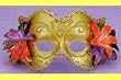 Venetian Gold 1/2 Mask with Hibiscus
