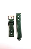 Green Pilot Panerai Racing Style Heavy Leather Watchband with S/S Buckle 24mm