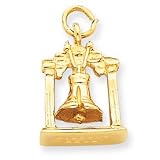 14k Solid Polished 3-Dimensional Liberty Bell Charm