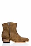 Mini Heel Zip Up Boots in Cognac
