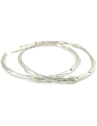 Medium Twig Hoop Earrings in Sterling Silver