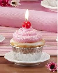 Cherry Cupcake Candle - Birthday Cupcake Candle