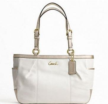 Authentic Coach White Leather Gallery East West Tote Bag 17721 BWTGD