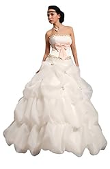 A-line Strapless Floor Length Dropped   Waistline Lace Organza Floral Print  Dress