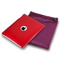 APPLE IPAD 3 PC EXECUTIVE ACCESSORY PACK - RED TRANSPARENT BACK  COVER CASE, SCREEN PROTECTOR, PURPLE POUCH PART OF THE QUBITS  ACCESSORIES RANGE