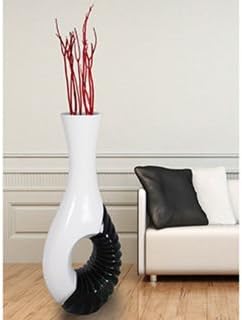 Modern Black/White Large 43-inch Floor Vase