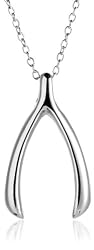 Sterling Silver Wishbone Pendant, 18"