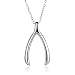 Sterling Silver Wishbone Pendant, 18"