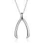 Sterling Silver Wishbone Pendant, 18"