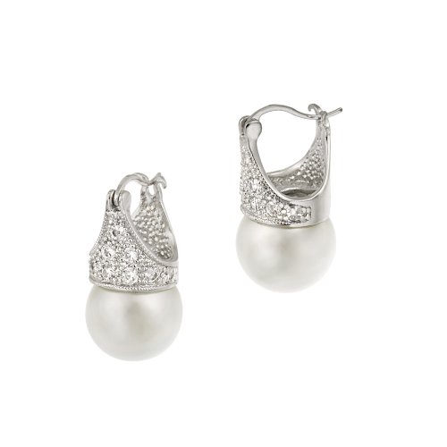 How to get Sterling Silver Simulated Pearl with Pave Cubic Zirconia Top Earrings Guides
