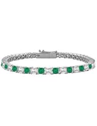 Emerald and Diamond Tennis Bracelet with 4.00 CT TGW on 18K White Gold