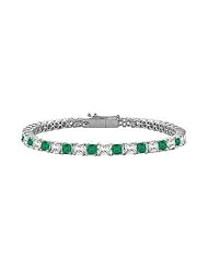 Emerald and Diamond Tennis Bracelet 14K White Gold - 4.00 CT TGW