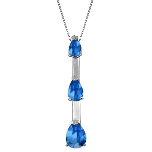 14k White Gold 18 Necklace with Natural Blue Topaz by