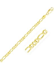 3.8mm 14K Yellow Gold Solid Figaro Bracelet
