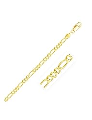 3.8mm 14K Yellow Gold Solid Figaro Bracelet
