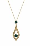 10k Yellow Gold Lab-Created Emerald and Diamond Pendant