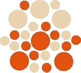 Set of 30 - Orange / Beige Circles Polka Dots Vinyl Wall Graphic Decals Stickers