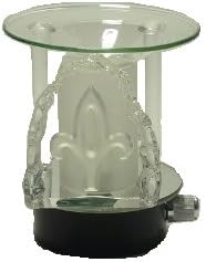Home Fragrance Oil Warmers ~ Clear Fluer De Lis Crystal Plug-in Oil Warmer (Style E-733 So)