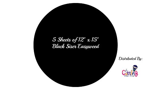 Cutting Edge Vinyl 12" x 15" 5 Sheets Siser EasyWeed T-Shirt Iron-on Heat Transfer Vinyl (Black)