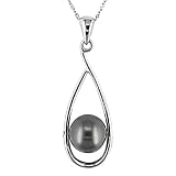 14K White Gold Black Pearl Tear Drop Pendant
