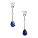 Sterling Silver CZ Dangling Earrings with Blue Tear Drop Stone