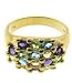Sterling Silver Gold Plated Genuine Multi Gemstone Cluster Ring Size#7
