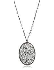 Dana Kellin Encrusted with Chain Stone Detail Oval Pendant Necklace