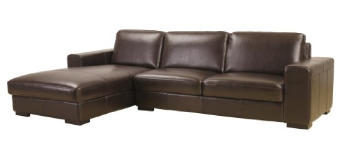 Baxton Studio Brown Bycast Leather 3022-J001-Sofa-Chaise-brown-Reverse Sectional