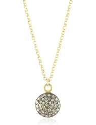 Shery Shabani "Karma" Diamond Gold and Silver Petit Disk Pendant Necklace