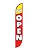 LookOurWay Feather Flag Banner - 12 Feet Tall Advertising Sign Swooper Flag Only, No Poles - Grand Opening Flags - Now Open Red & Yellow (10M1200030)