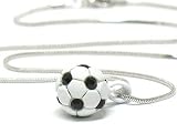Miniature Soccer Black White Pendant Necklace