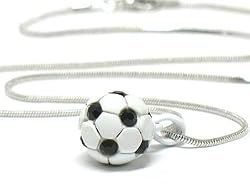 Miniature Soccer Black White Pendant Necklace
